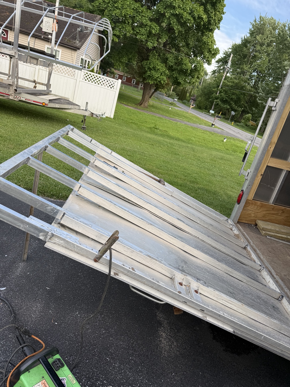 Aluminum trailer gate being repaired